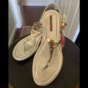 Prada Gold Metalic Sandals